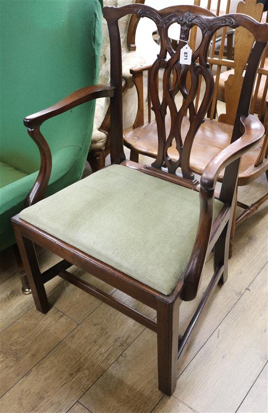 An early George III mahogany open armchair